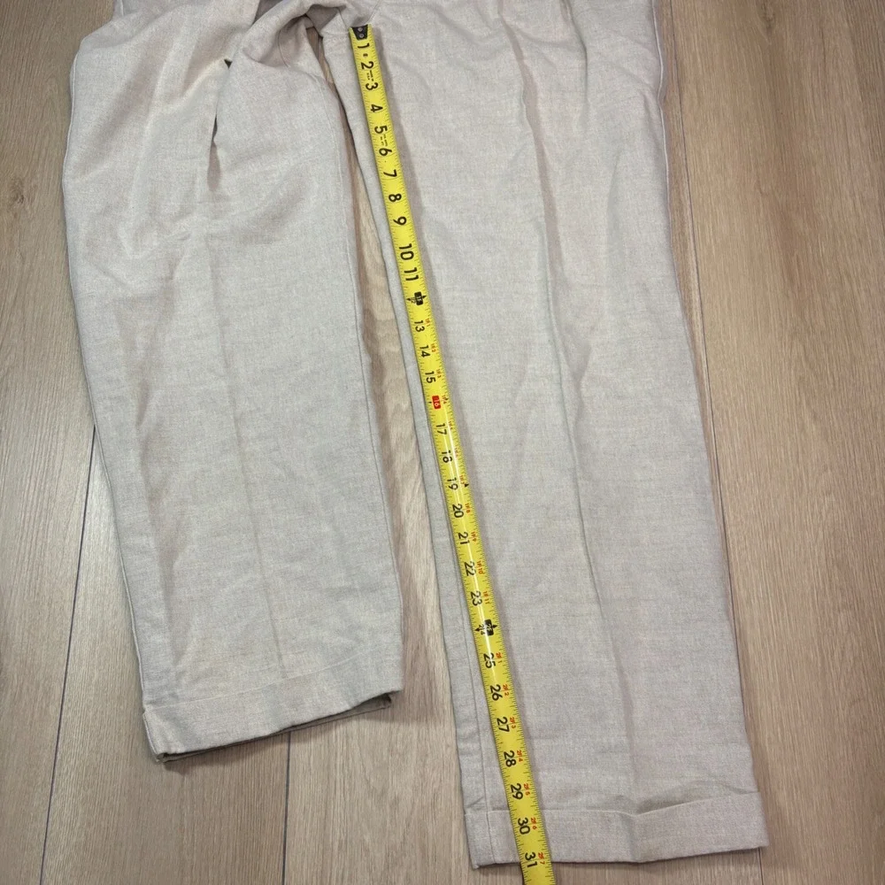 Dockers Khakis Mens 38x32 No Wrinkle Linen Pleated Pants Classic Fit Beige Cuff